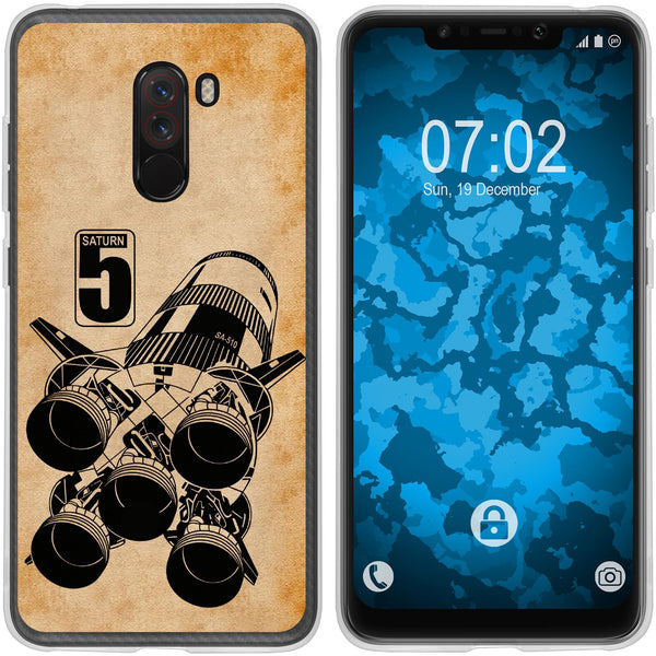 Pocophone F1 Silikon-Hülle Space Moon Rocket M3 Case