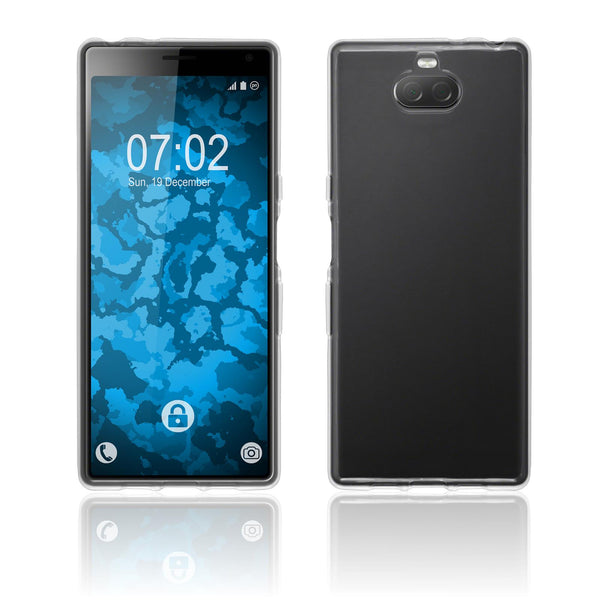 PhoneNatic Case kompatibel mit Sony Xperia 10 Plus - Crystal Clear Silikon Hülle transparent + 2 Schutzfolien