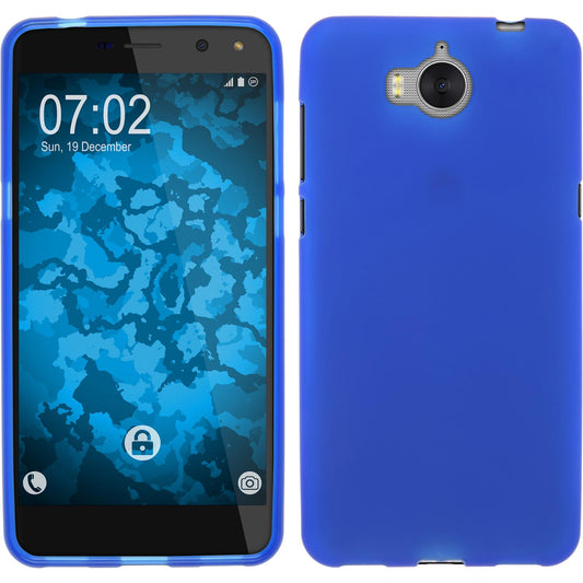 PhoneNatic Case kompatibel mit Huawei Y5 2017 - blau Silikon Hülle matt + 2 Schutzfolien