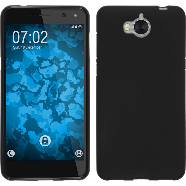 PhoneNatic Case kompatibel mit Huawei Y5 2017 - schwarz Silikon Hülle matt + 2 Schutzfolien