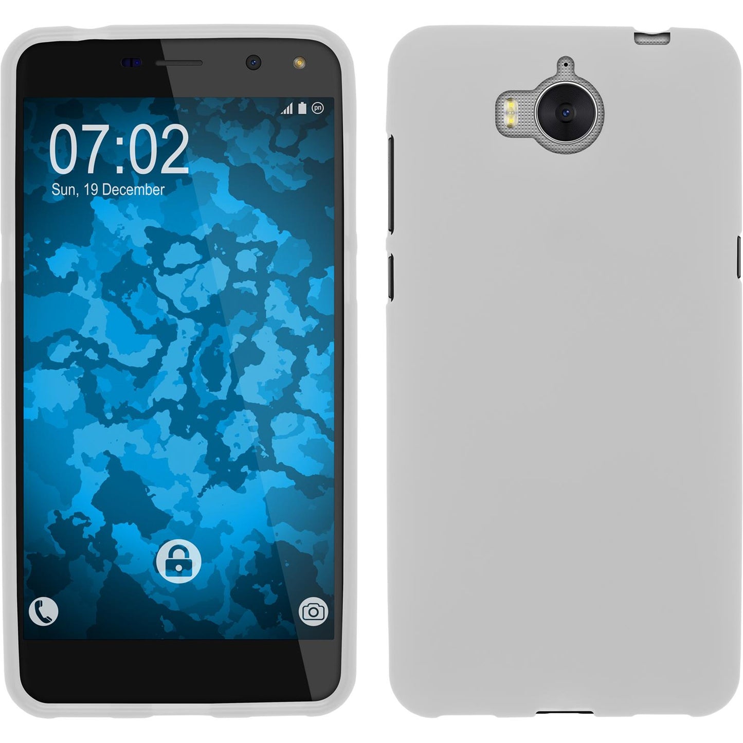 PhoneNatic Case kompatibel mit Huawei Y5 2017 - weiß Silikon Hülle matt + 2 Schutzfolien