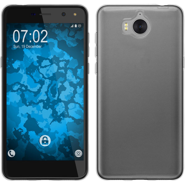 PhoneNatic Case kompatibel mit Huawei Y5 2017 - Crystal Clear Silikon Hülle transparent + 2 Schutzfolien