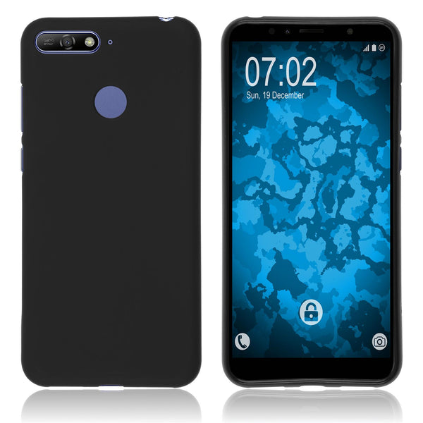 PhoneNatic Case kompatibel mit Huawei Y6 (2018) - schwarz Silikon Hülle matt Cover