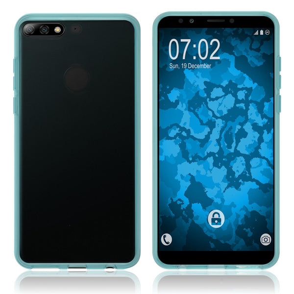 PhoneNatic Case kompatibel mit Huawei Y7 Pro (2018) - türkis Silikon Hülle transparent Cover