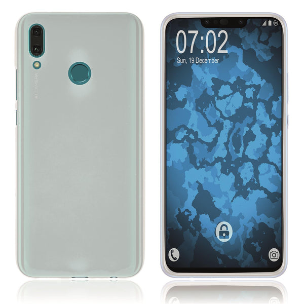 PhoneNatic Case kompatibel mit Huawei Y9 (2019) - transparent-weiﬂ Silikon Hülle matt Cover